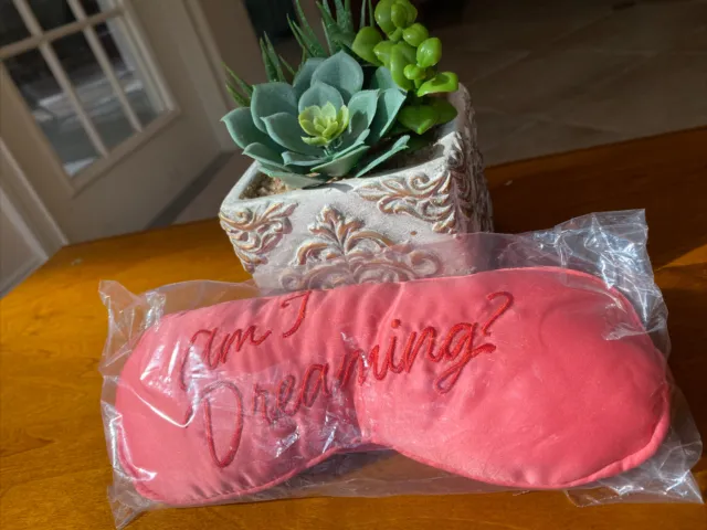 Ban.Do Eye Sleep Mask Coral Embroidered with Am I Dreaming with adjustable strap