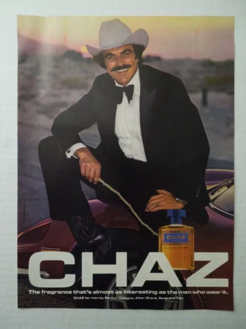 1980 CHAZ Cologne For Men Magazine Ad - Actor TOM SELLECK