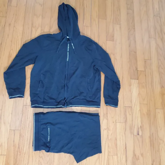 Armani Exchange AX Tracksuit Black Men's Hoodie Size XXL Pants Set (Retail $230)