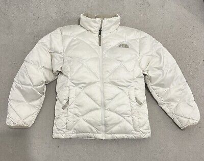 Genuine THE NORTH FACE 550 Girls Puffer Jacket Medium White Goose Down Lined