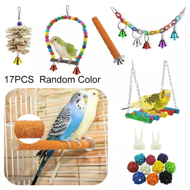 17 Pack/Set Beaks Metal Rope Small Parrot Toys Budgie Cockatiel Cage Bird Toy UK