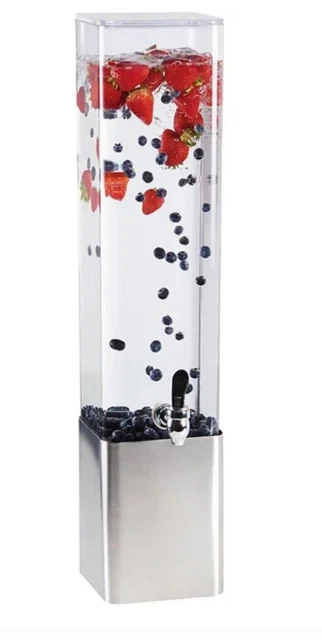Cal-Mil 22075-2-55 2 Gallon Square Beverage Dispenser with Stainless Steel Base