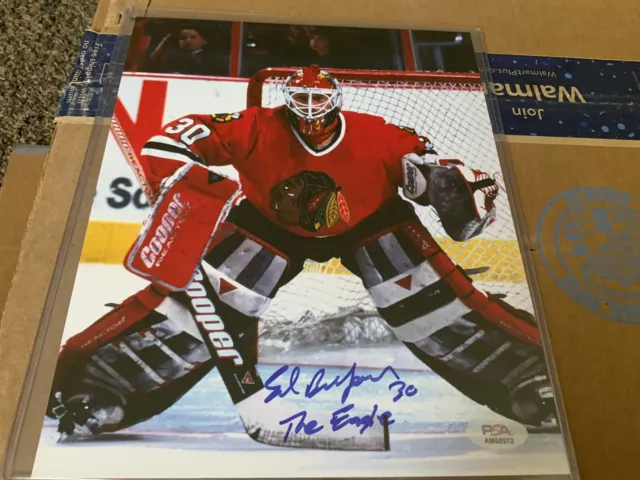 Ed Belfour Chicago Blackhawks Autographed Signed 8x10 PSA DNA Eagle Insc