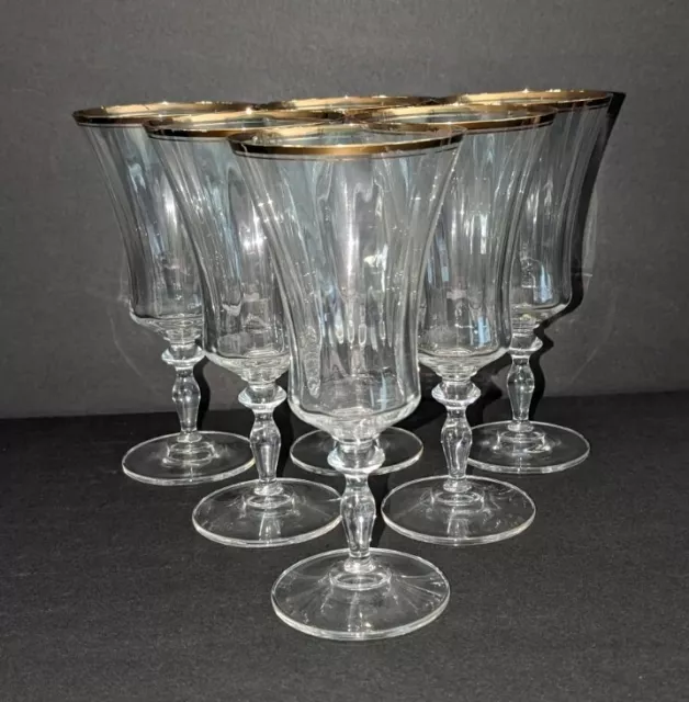 Mikasa Jamestown Gold Trim Iced Tea Glasses Goblets Set Of 6 AS IS