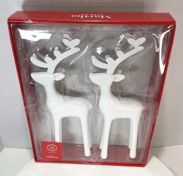 Martha Stewart Home White Reindeer Deer 10 3/4 Inches Tall Decor Holiday