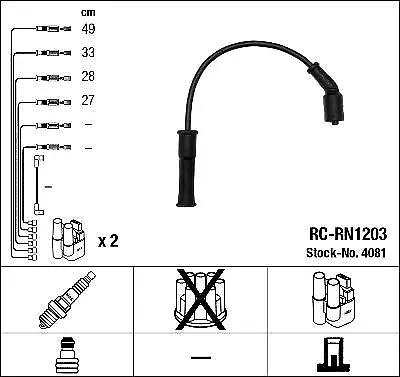 Zündkabel Satz Zündleitung Kabel NGK 4081 für Renault Megane Scenic 96-99