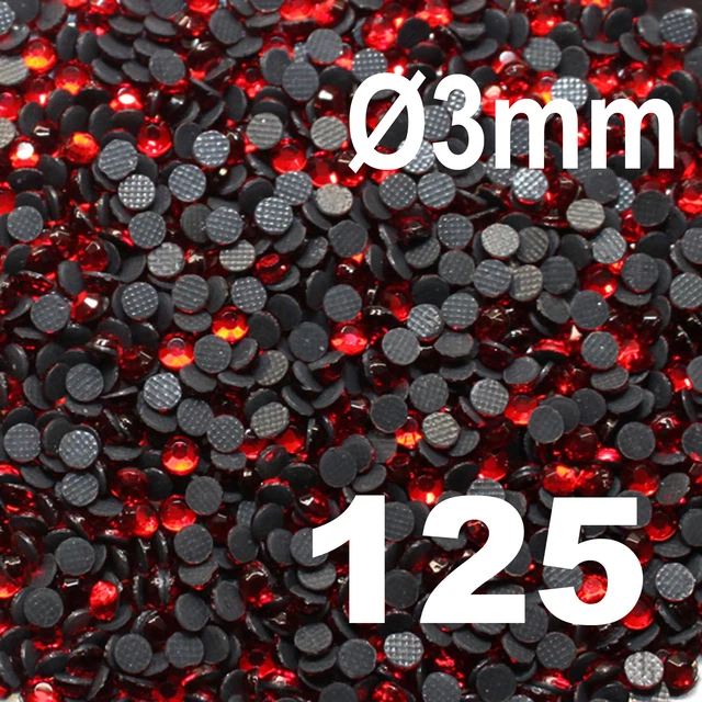 500 Strass thermocollant RHINESTONE hotfix Ø 3 mm ss10 ROUGE N° 125