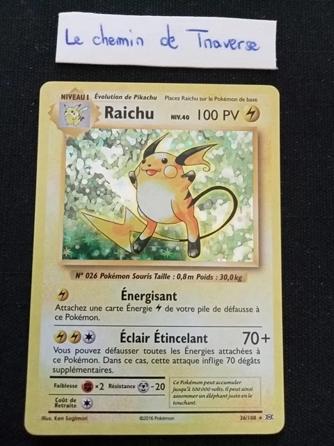 Carte Pokémon - RAICHU 36/108 HOLO état NM/M - XY12 Évolutions