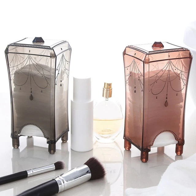 1 pieza organizador almohadilla de algodón estuche de almacenamiento contenedor cuadrado soporte de maquillaje caja