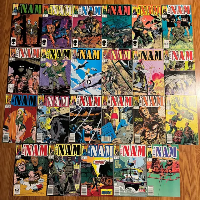 Lot of 23 The Nam Comic Books, Marvel 1987-1990, Vietnam War