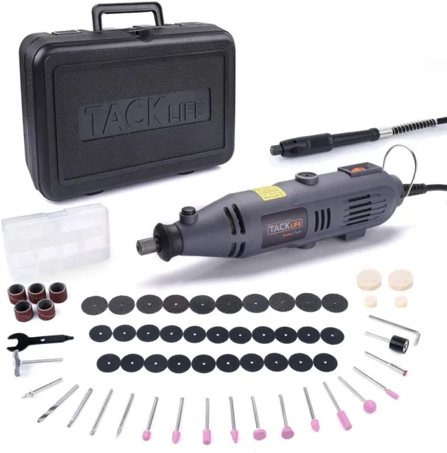 TACKLIFE 63Pcs Rotary Tool Set FlexShaft+Case 32000RPM 135W 6 Speed Settings