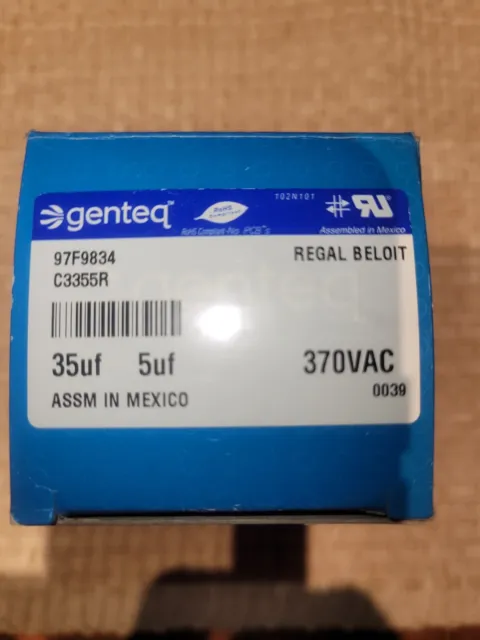 Genteq by Regal 35 mf/5 mf 370 VAC dual run capacitor