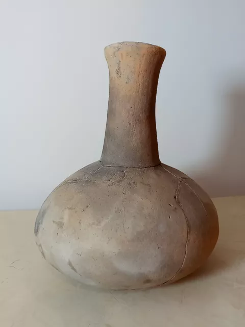 Authentic long neck Mississippian water bottle pre-columbian pottery
