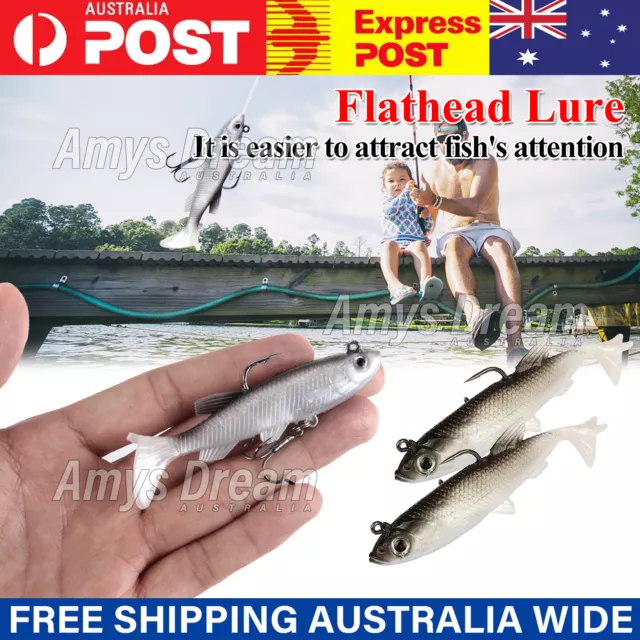 10PCS VIBE LURES Soft Plastic Poddy Mullet Flathead Jig Heads Fishing ME  $8.38 - PicClick AU