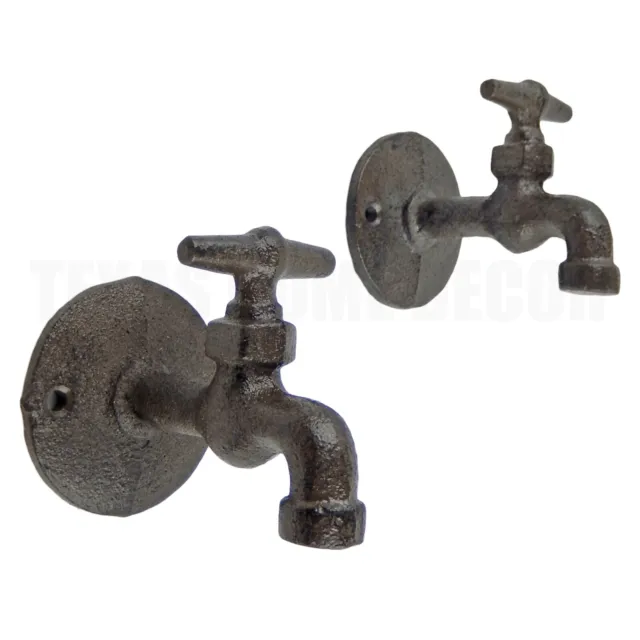 Cast Iron Faucet Knob Wall Hooks Industrial Coat Towel Purse Hanger (Pack of 2)