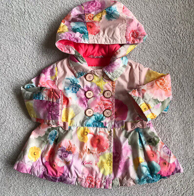 Ted Baker Baby Girl Pink Floral Jacket Coat Rain Lightweight 3-6 Month