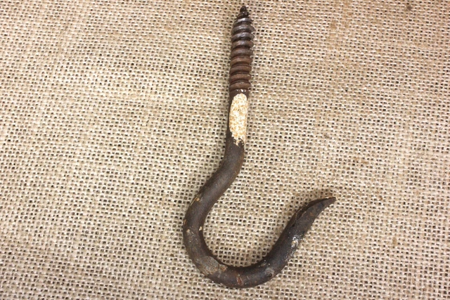 old hanging Plant Hook wash line hanger 4 5/8 x 5/16” rustic vintage paint