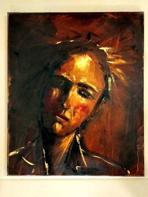 Original Modern Art Expressionist Oil Painting Portrait Of A Young Man