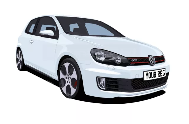 Vw Golf Gti Mk6 Car Art Print Picture (Size A4). Personalise It!