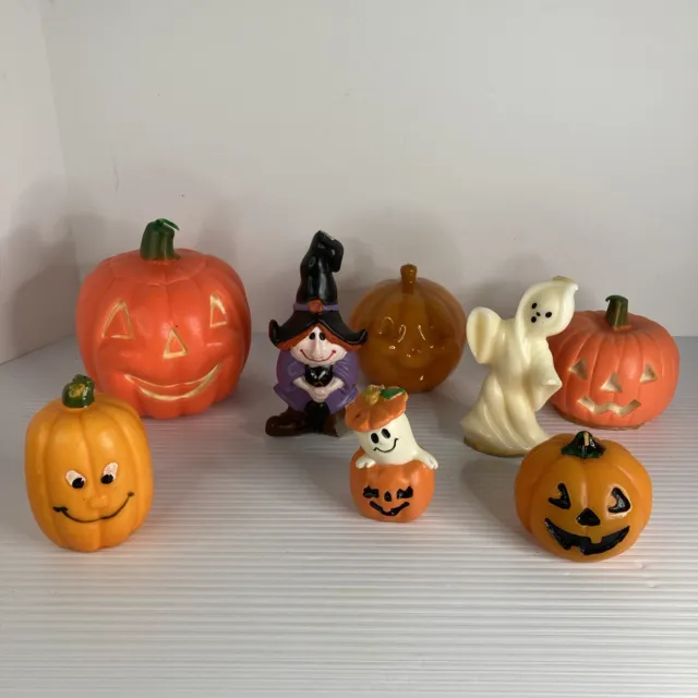 Vintage Lot of 8 Halloween Candles Gurley Hallmark Pumpkin Jack-O-Lantern Witch