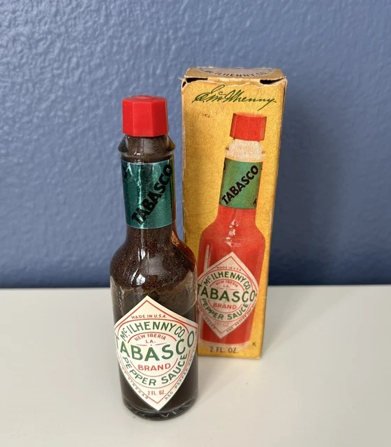 Vintage 1970 TABASCO BRAND PEPPER SAUCE BOTTLE in BOX! Antique Food Advertising!