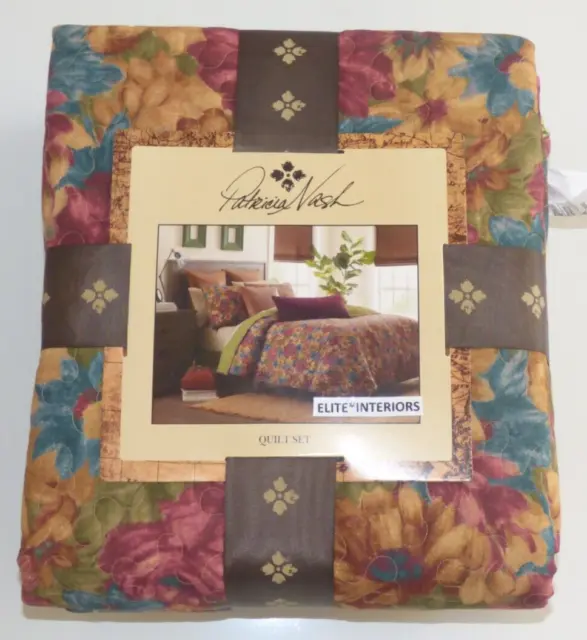 Patricia Nash Fresco Bouquet 3PC King Quilt Pillow Shams Set NEW Floral