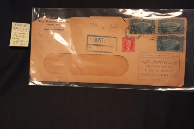 Scott Canal Zone registered cover Balboa Heights 6/25/29 (#326)