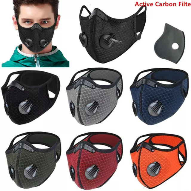 Reusable Outdoor Mesh Air Purifying Face Mask Activate Carbon Filter Cycling