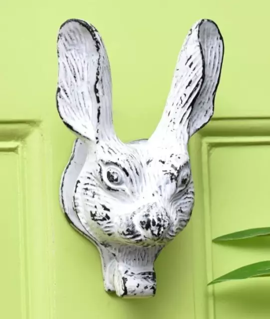 Hermosa aldaba de puerta con cara de conejo de hierro, artículos de...