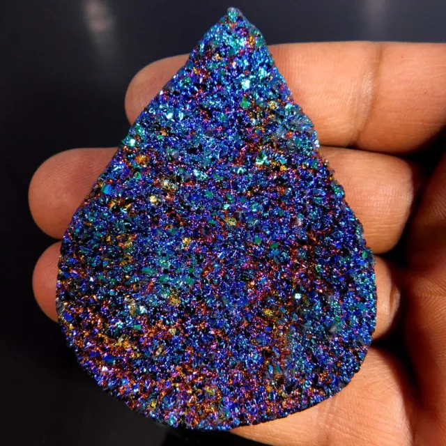 Natural Rainbow Titanium Druzy Quartz Pear Cabochon 185.60Cts. Loose Gemstone