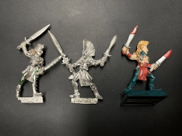 Warhammer Aos Wood Elf Elves Wardancer x3 Metal OOP 90s