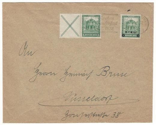 Deutsches Reich aus 1932 MiNr. W39 (X + 459), 463 auf Brief mit Postwerbestempel