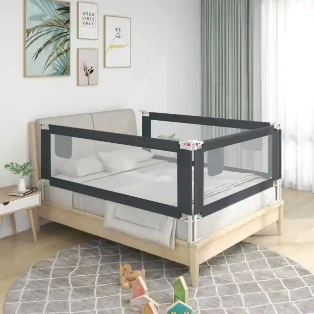 Barrière de sécurité de lit d'enfant Gris foncé 200x25 cm Tissu, Barrières de li