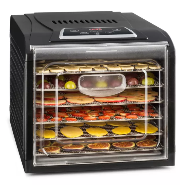 Food Dehydrator Dryer Drying Fruit Kitchen Home Timer 6 Trays Pan 420-500W Black