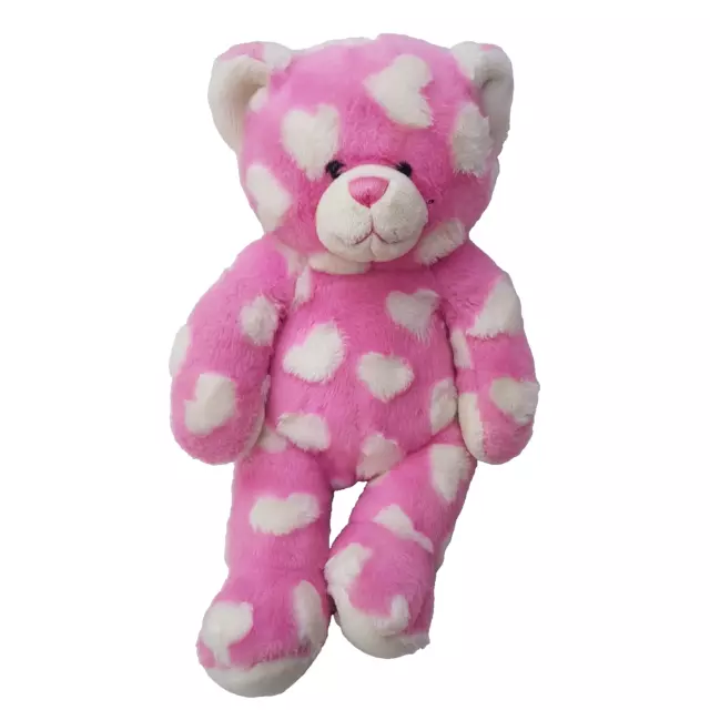Build a Bear Pink hearts Teddy 45cm Toy Plush I love you Preowned cuddly