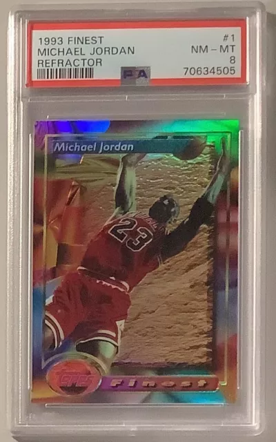 1993-94 Topps Finest Refractor Basketball  Card #1 Michael Jordan, Psa 8 Nm-Mt