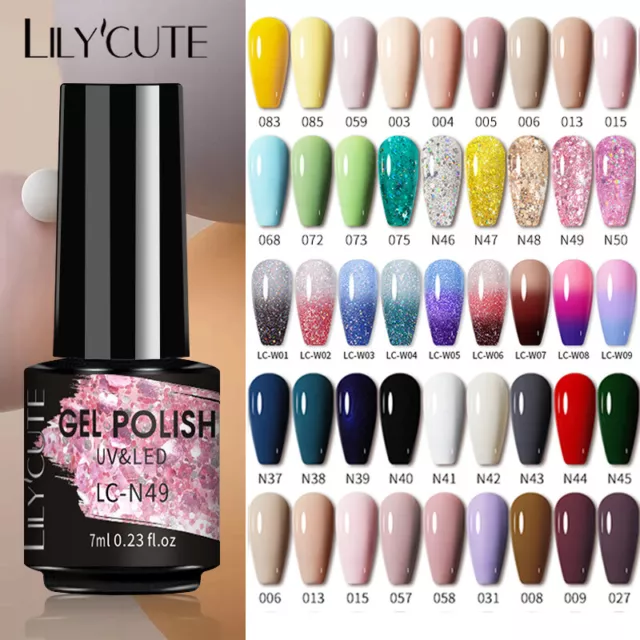 LILYCUTE 7ml Nail Gel Polish Soak Off UV LED Glitter Magnetic Gel Nail Varnish