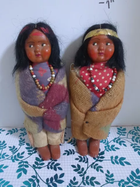 SKOOKUM BULLYGOOD NATIVE American Indian Dolls In Wool Blanket Purse ...