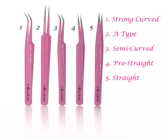 Eyelash Extension  Pink w/ Glitter Tweezers - Color Tweezers