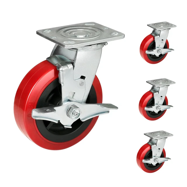 6 Inch Polyurethane Tread Caster Wheels   Heavy Duty,Capacity 1000-4000LB
