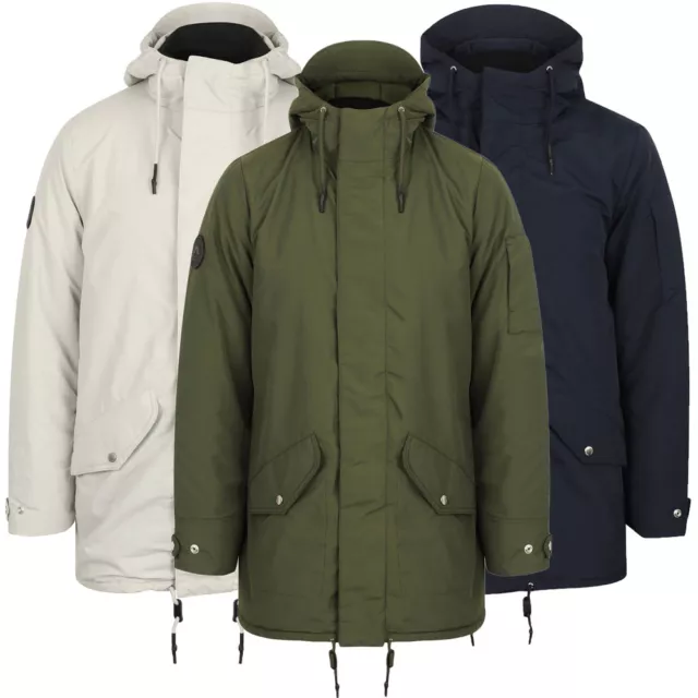 Tokyo Laundry Mens Parka Coat Hooded Winter Warm Jacket Long Padded Quilted