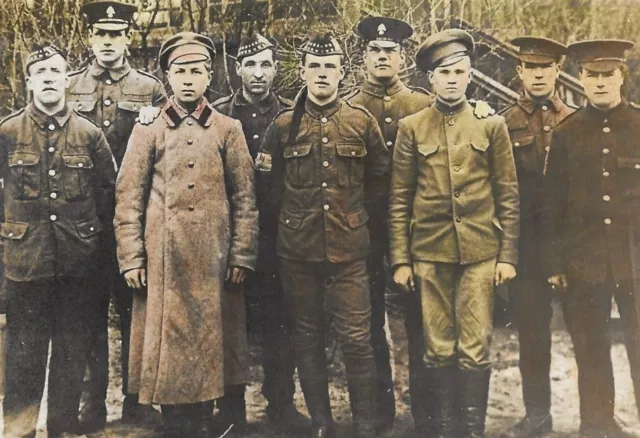 Erster Weltkrieg echtes Foto Postkarte Kriegsgefangener britisch-russische Soldaten Cottbus Deutschland