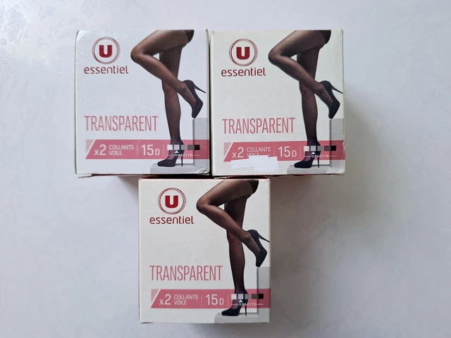 Lot De 3 Boîtes De Collants U ESSENTIEL - Voile 15 Deniers - Taille 4 - Couleur Ambre - Neuf Avec étiquettes