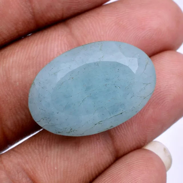 43.00 Cts Natural Aquamarine Certified Oval Faceted Cut Huge Untreated Gemstone