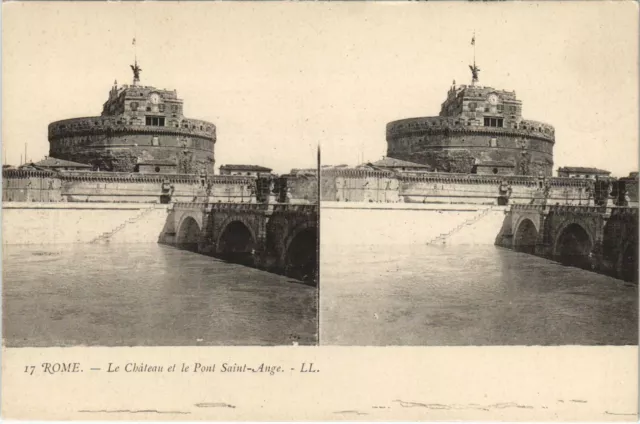 CPA AK Rome Le Chateau et le Pont St-Ange STEREO ITALY (14564)