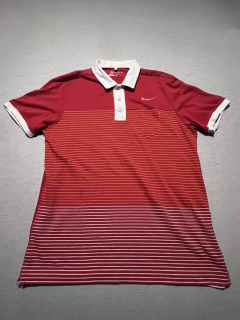 Nike Golf Dri Fit Sport Striped Polo Shirt Short Sleeve 518069-875 Mens Large