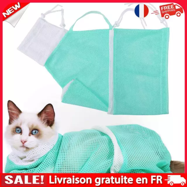 Cat Dog Bathing Bag Polyester Mesh Pet Nail Trimming Restraint Bags (Green)