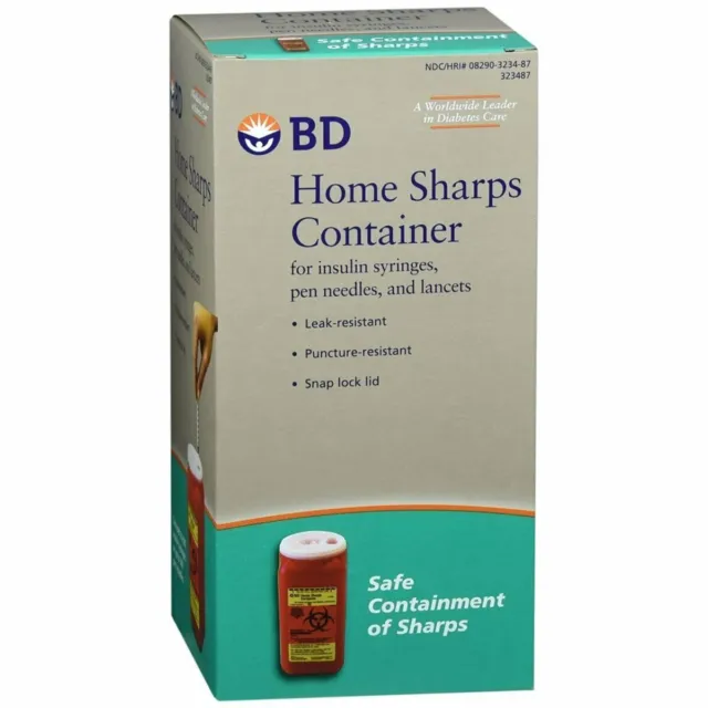 BD Home Sharps Container For Medical Equipment Leak Resistant Snap Lock 1 Ct