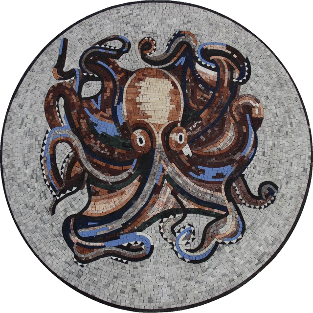 Pieuvre Tuile Pierre Art Piscine Mur Table Mosaïque De Marbre