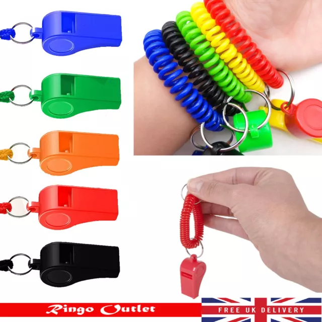 Colourful Plastic Sports Whistle Loud Football Teacher Referee Keychain Keyring